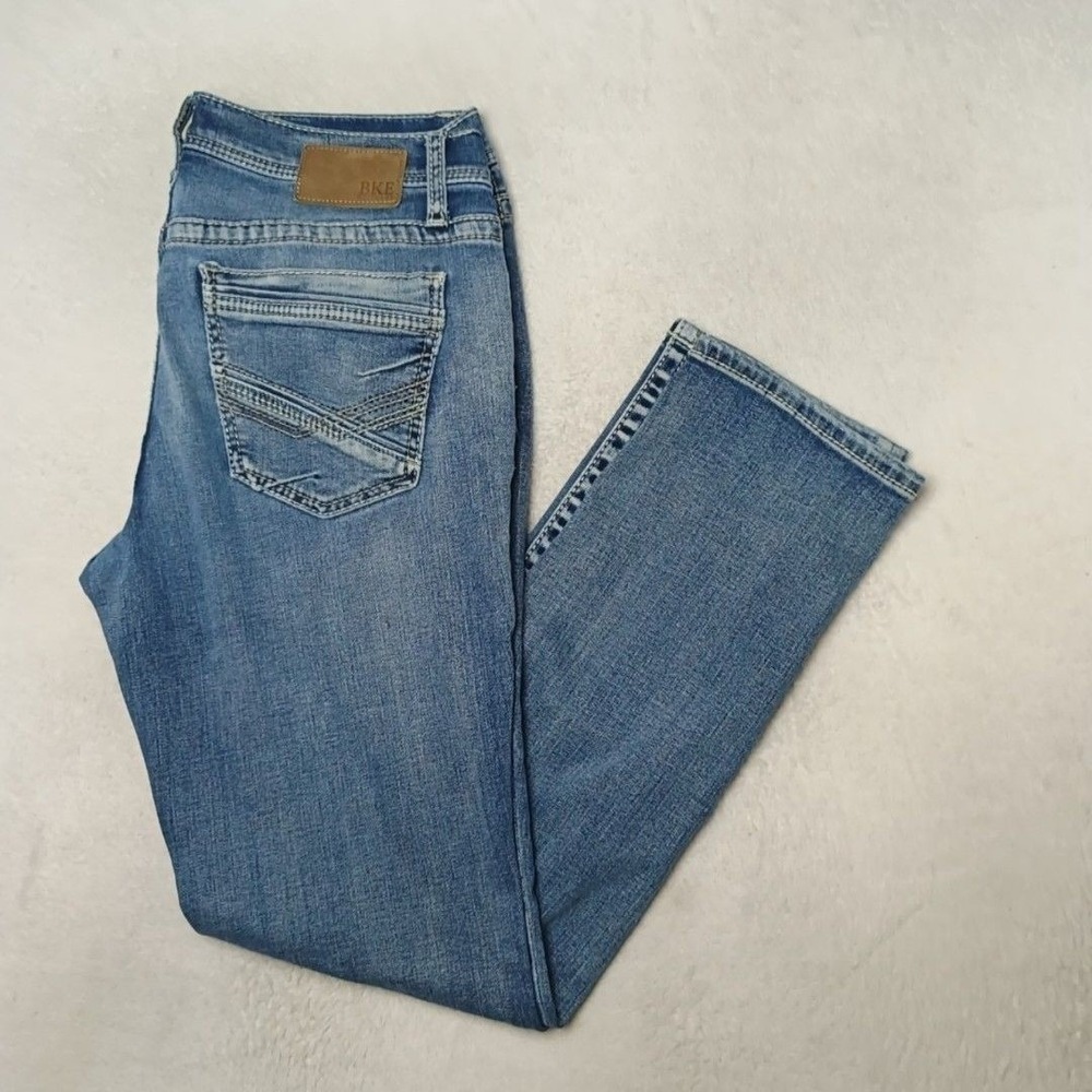 Buckle BKE Mason Jeans Mens 34x32 Blue Medium Wash Slim Tapered Stretch 5-Pocket